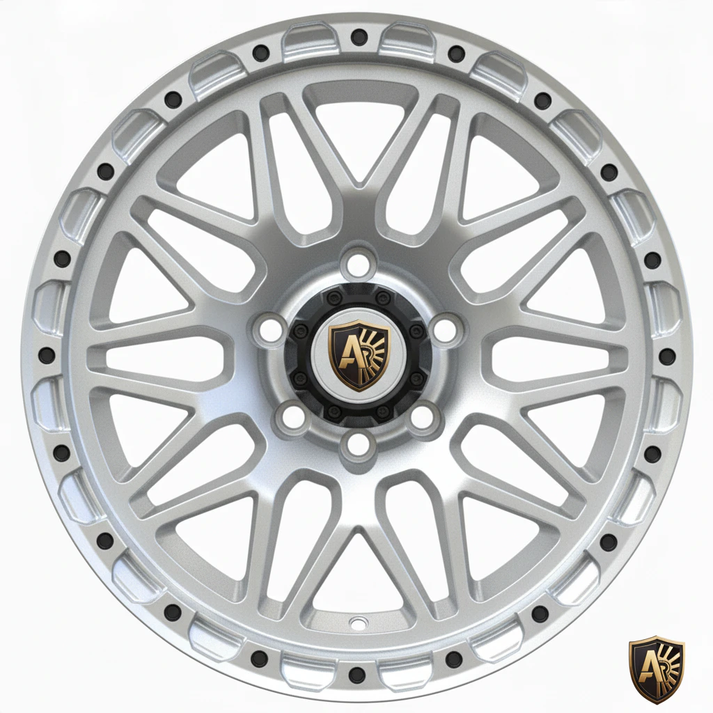 Chrome alloy wheel with a stylish multi-spoke design and a central emblem, optimized for car performance and aesthetics.