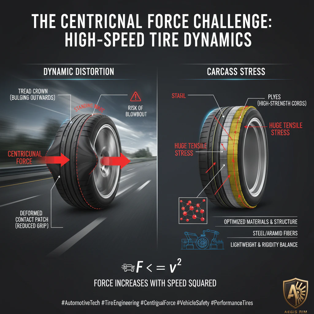 Visualization of tire carcass distortion under centrifugal force