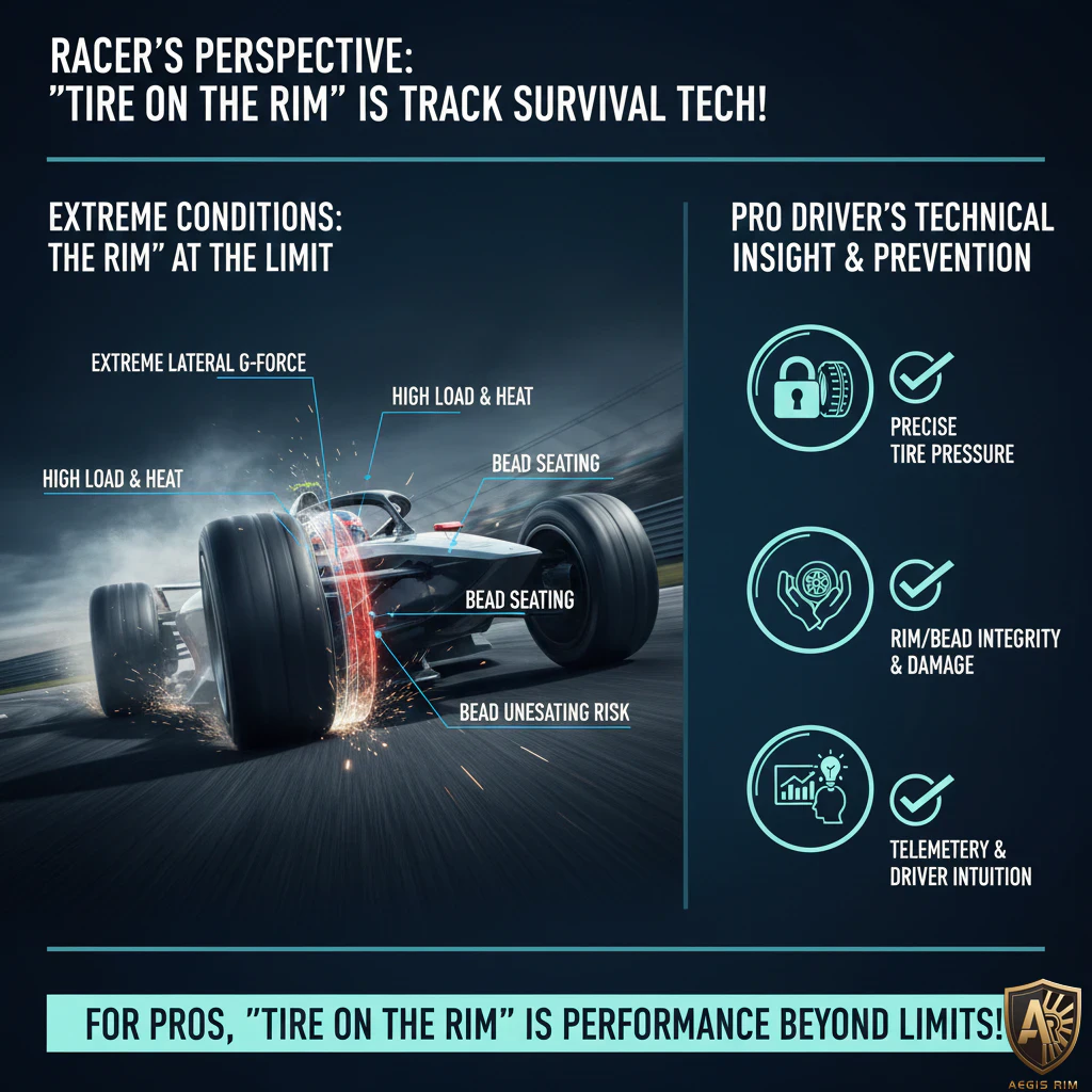 Race car with highlighted tire details, showcasing extreme conditions and technical insights for track performance