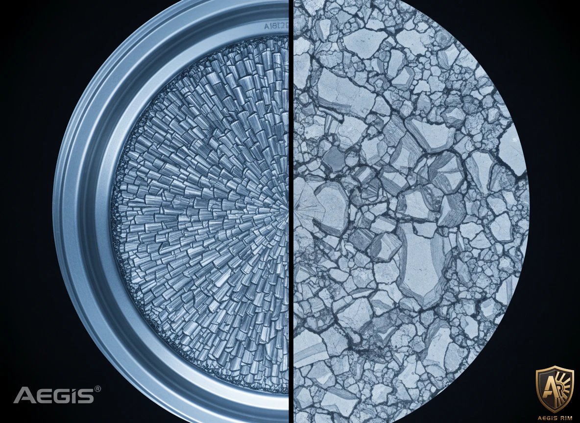 Microscopic grain structure comparison between forged and cast wheels